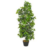 Mangloder - Laurier artificiel en pot - 120 cm - En bois et polyester - 1350 feuilles - Pour salon, bureau, balcon, jardin - Décoration réaliste