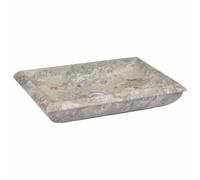 Mangloder Lavabo en marbre gris 50 x 35 x 10 cm - Lavabo pour salle de bain et salle de bain - Vasque à poser pour toilettes invités et toilettes - Facile à nettoyer - Bassin en pierre robuste