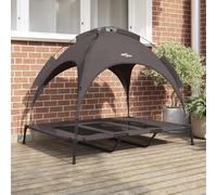 Mangloder Lit pour chien, marron, en acier, 122 x 93 x 106,5 cm, respirant, pour l'intérieur et l'extérieur, avec toit solaire, léger, antidérapant, résistant aux rayures, couchage calme pour chien