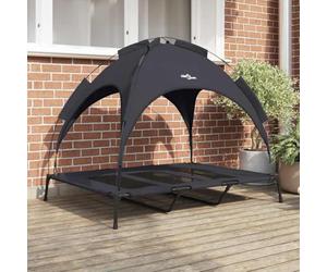 Mangloder Lit pour chien noir en acier 122 x 93 x 106,5 cm avec pare-soleil amovible pour intérieur et extérieur, design respirant, léger, résistant aux rayures, pour un endroit de sommeil paisible