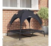 Mangloder Lit surélevé pour chien, noir, en acier, 92 x 77 x 82,5 cm, design léger, respirant et résistant aux rayures, pour l'intérieur et l'extérieur, avec toit pare-soleil pour un endroit calme