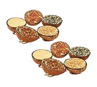Mangloder - Lot de 10 moitiés de noix de coco - 290 g - Avec 5 variétés - Nourriture pour oiseaux sauvages - Pour balcon, jardin, nichoir et mangeoire - Mélange de nourriture toute l'année avec