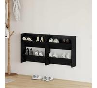 Mangloder Lot de 2 armoires à chaussures, aspect chêne noir, 60 x 18 x 60 cm, montage mural, avec 4 étagères, peu encombrant, pour couloir, entrée, ordre et protection contre la poussière