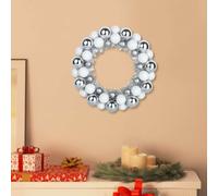 Mangloder Lot de 2 couronnes de boules de Noël, blanches et argentées, en polystyrène pour intérieur et extérieur, 33 x 33 x 7 cm, légère, pliable, réutilisable, décoration festive pour fenêtre et mur