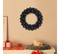 Mangloder Lot de 2 couronnes de boules de Noël, en polystyrène, noir, 33 x 33 x 7 cm, décoration de sapin de Noël avec pendentif, étoile, cloche et pommes de pin pour l'intérieur et l'extérieur
