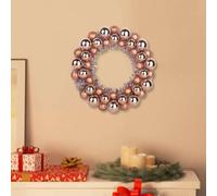 Mangloder Lot de 2 couronnes de boules de Noël - Or rose - 33 x 33 x 7 cm - En polystyrène - Décoration d'arbre de Noël pour l'intérieur et l'extérieur - Décoration d'hiver moderne pour l'Avent et la