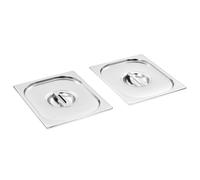 Mangloder Lot de 2 couvercles pour conteneur GN 1/2 en acier inoxydable 325 x 265 mm pour buffet, restauration, restaurant