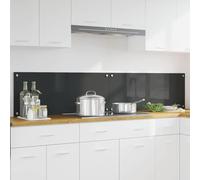 Mangloder Lot de 2 crédences de cuisine, gris foncé, 100 x 40 cm, verre trempé, résistant à la chaleur jusqu'à 240 °C, 6 mm, avec 4 trous pré-percés, facile d'entretien, pour cuisines modernes