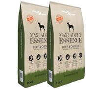 Mangloder Lot de 2 croquettes pour chiens Maxi Adult Essence Beef and Chicken - 30 kg - Pour grands chiens à partir de 1 an - Avec prébiotiques - Facile à digérer - Alimentation équilibrée, peau et