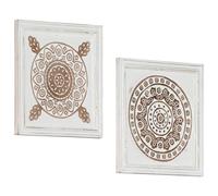Mangloder Lot de 2 décorations murales en bois marron et blanc 40 x 40 x 1,5 cm pour salon, chambre à coucher, couloir, moderne, facile à nettoyer, intérieur