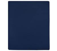 Mangloder Lot de 2 draps-housses en jersey bleu marine 160 x 200 cm, coton, respirant, infroissable, facile d'entretien, élastique, infroissable, lit à sommier tapissier, surmatelas