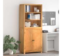 Mangloder Lot de 2 meubles de rangement avec étagère en chêne massif naturel 80 x 35 x 185 cm 4 compartiments 2 portes pour salon, chambre à coucher, couloir, espace de rangement pour l'ordre