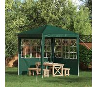 Mangloder Lot de 2 panneaux latéraux Vert 200 x 195 cm en polyéthylène et acier résistant aux intempéries et imperméable avec fenêtres décoratives, cadre en acier stable pour extérieur, jardin