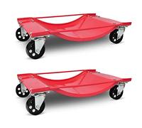 Mangloder Lot de 2 supports de manœuvre de voiture avec cadre en acier, capacité de charge de 900 kg, 605 x 385 x 120 mm, finition rouge, pour garage, atelier, entrepôt ou déménagement, avec 4