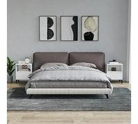 Mangloder Lot de 2 tables de chevet blanches en bois et métal 40 x 35 x 50 cm avec tiroir, compartiment et espace de rangement pour chambre à coucher, salon, couloir, peu encombrant et bien rangé