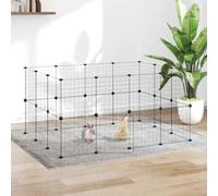 Mangloder Lot de 28 cages pour animaux de compagnie avec porte Noir 35 x 35 cm en acier revêtu par pulvérisation extensible comme parc, cage, enclos pour intérieur, extérieur, appartement, balcon