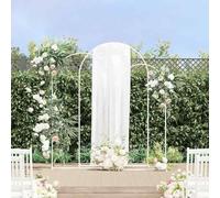 Mangloder Lot de 3 arches de mariage en acier blanc revêtu par pulvérisation 120 x 40 x 217 cm pour jardin, terrasse, extérieur, treillis, pergola, tuteur décoratif