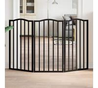 Mangloder Lot de 3 barrières pour chien pliantes noires en bois de peuplier - 150 cm - Barrière autonome pour niche, enclos - Intérieur et extérieur - Peu encombrant pour appartement, maison, camping