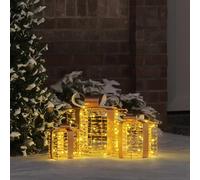 Mangloder Lot de 3 boîtes de décoration de Noël avec 60 LED - Blanc chaud - PET - 20 x 20 x 20 cm - Télécommande USB - Moderne pour l'intérieur - Fenêtre - Avent - Hiver - Cadeau d'ambiance