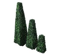 Mangloder Lot de 3 buissons artificiels, pyramide coupée dans des tons verts, en polyéthylène, 30 x 30 x 100 cm, 25 x 25 x 65 cm, 15 x 15 x 35 cm, pour décoration intérieure et extérieure