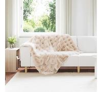 Mangloder Lot de 4 couvertures antidérapantes en fausse fourrure de lapin beige, 130 x 150 cm, polyester, texture pelucheuse, lavage à la main, pour canapé, lit, salon, chambre à coucher, chambre