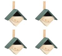 Mangloder Lot de 4 nichoirs à oiseaux en bois de sapin 24 x 16 x 30 cm, à suspendre et à poser pour jardin, balcon, terrasse, nichoir résistant aux intempéries avec toit vert et nichoir pour oiseaux