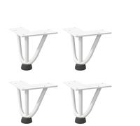 Mangloder Lot de 4 pieds en épingle à cheveux pour table basse Blanc 10 cm en acier massif avec pieds de nivellement pour cadre de table et table d'appoint Design stable pour réparation de meubles DIY