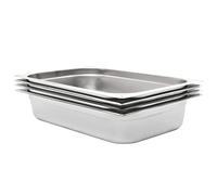 Mangloder Lot de 4 récipients gastronorm GN 1/1 100 mm en acier inoxydable empilables 530 x 325 x 100 mm 14 L pour buffet restauration gastronomie bain marie Chafing Dish restaurant hôtel