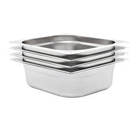 Mangloder Lot de 4 récipients gastronorm GN 1/2 en acier inoxydable 325 x 265 x 100 mm 6,5 l pour Chafing Dish, Bain Marie, Buffet, Catering, Gastronomie, Maintien au chaud et conservation