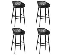 Mangloder Lot de 4 tabourets de bar noirs avec dossier et repose-pieds, structure en métal et siège en polypropylène robuste, 48 x 47,5 x 95,5 cm, pour cuisine, salle à manger, comptoir, bistro et