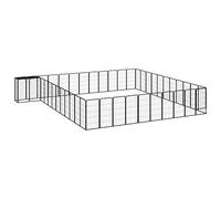 Mangloder Lot de 46 enclos pour chien Noir 50 x 100 cm en acier revêtu par pulvérisation avec toit en polyéthylène, verrou de sécurité, pour chiot, extérieur, jardin, appartement, entraînement