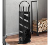 Mangloder Lot de 5 ustensiles de cheminée en acier avec support, tisonnier, pince, balai et pelle 23 x 15 x 66 cm pour outils de four, nettoyage des cendres, bois, brasero, salon et jardin