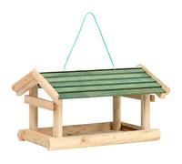 Mangloder Mangeoire à Oiseaux en Bois de Sapin Massif 35x29,5x21 cm pour Jardin Balcon terrasse, avec Grand Toit et Plateau d'alimentation, résistante aux intempéries