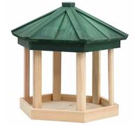 Mangloder Mangeoire à oiseaux en bois massif octogonale 33x30 cm, résistante aux intempéries pour jardin balcon terrasse, idéale pour nourrir mésanges rougesgorges moineaux et attirer la faune sauvage