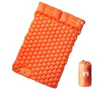 Mangloder Matelas auto-gonflant double avec coussin orange pour camping, trekking et voyages en plein air, 195 x 130 x 8,5 cm, imperméable, durable, léger, avec sac de transport