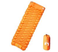 Mangloder Matelas gonflable auto-gonflant avec coussin orange pour camping, trekking et voyage - Matelas gonflable imperméable et durable de 6 cm d'épaisseur - Léger et compact - Sac de transport