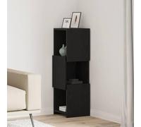 Mangloder Meuble d'angle en Bois d'ingénierie chêne Noir 30,5x30x95cm avec 3 étagères pour Rangement Bureau Salon Chambre Cuisine, Compartiments Pratiques et Design Moderne Minimaliste