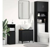 Mangloder Meuble de Lavabo de Salle de Bain Chêne Noir 58 x 33 x 60 cm avec 2 Portes et Étagère Murale pour Rangement Compact, Idéal pour Organiser Serviettes, Cosmétiques et Accessoires Sanitaires