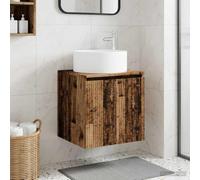 Mangloder Meuble de lavabo Mural en Bois Ancien 49,5 x 44,5 x 65,5 cm avec Grande Armoire Rangement pour Salle de Bain compacte, Compatible avec robinetterie et Accessoires sanitaires