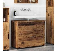 Mangloder Meuble de Salle de Bain en Bois Ancien avec tiroir et Portes, Rangement Mural, Colonne compacte, idéal pour Organiser Linge, Serviettes, cosmétiques, Compatible avec robinetterie et Siphon