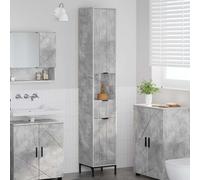 Mangloder Meuble de Salle de Bain Gris béton 31,5 x 33 x 190 cm avec tiroir et Portes, Rangement Mural Suspendu pour lavabo, Armoire Colonne, idéal pour Organiser Linge et Accessoires