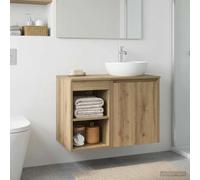 Mangloder Meuble de Salle de Bain in-Between Chêne Artisanal avec Rangement Pratique pour lavabo Vasque Armoire Colonne tiroir Porte Mural idéal pour Organiser Linge Serviette et cosmétiques dans