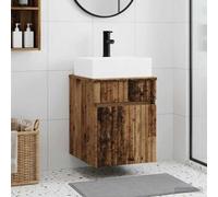 Mangloder Meuble lavabo Mural en Bois Ancien pour Salle de Bain avec Armoire de Rangement Colonne tiroir Porte et étagère pour Organisation Efficace Espace Compact Design Moderne