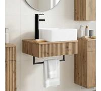 Mangloder Meuble lavabo Vasque Salle Bain Mural en Bois d'ingénierie Chêne Artisanal 53 x 35 x 39 cm avec évacuation Rapide, Rangement intégré, idéal pour Salle de Bain Moderne et compacte
