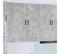 Mangloder Meuble Mural Porto Gris béton en Bois d'ingénierie 40 x 31 x 100 cm avec 3 étagères, Porte Unique, Rangement optimisé pour Cuisine, Salle à Manger, Salon, cellier