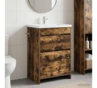 Mangloder Meuble sous lavabo Salle de Bain en Bois d'ingénierie Chêne fumé avec tiroirs spacieux pour Rangement Pratique et Organisation Efficace dans intérieur Moderne