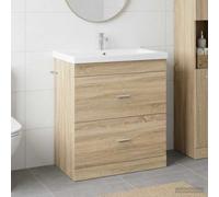 Mangloder Meuble sous lavabo Salle de Bain en Bois d'ingénierie Chêne Sonoma avec Grande capacité de Rangement pour Organiser Linge Serviette et Accessoires sanitaires, Montage Facile