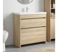 Mangloder Meuble sous lavabo Salle de Bain en Bois d'ingénierie Chêne Sonoma avec tiroirs spacieux pour Rangement Pratique et Organisation des Accessoires sanitaires et cosmétiques