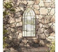 Mangloder Miroir de jardin sable 100 x 45 cm en fer et verre pour extérieur, miroir mural avec effet rouille, réflexion décorative, look vintage pour jardin, terrasse et coins sombres