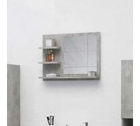Mangloder Miroir de Salle de Bain Gris béton 60x10,5x45cm Bois ingénierie avec étagères murales pour Rangement et Organisation dans Salle de Bain contemporaine